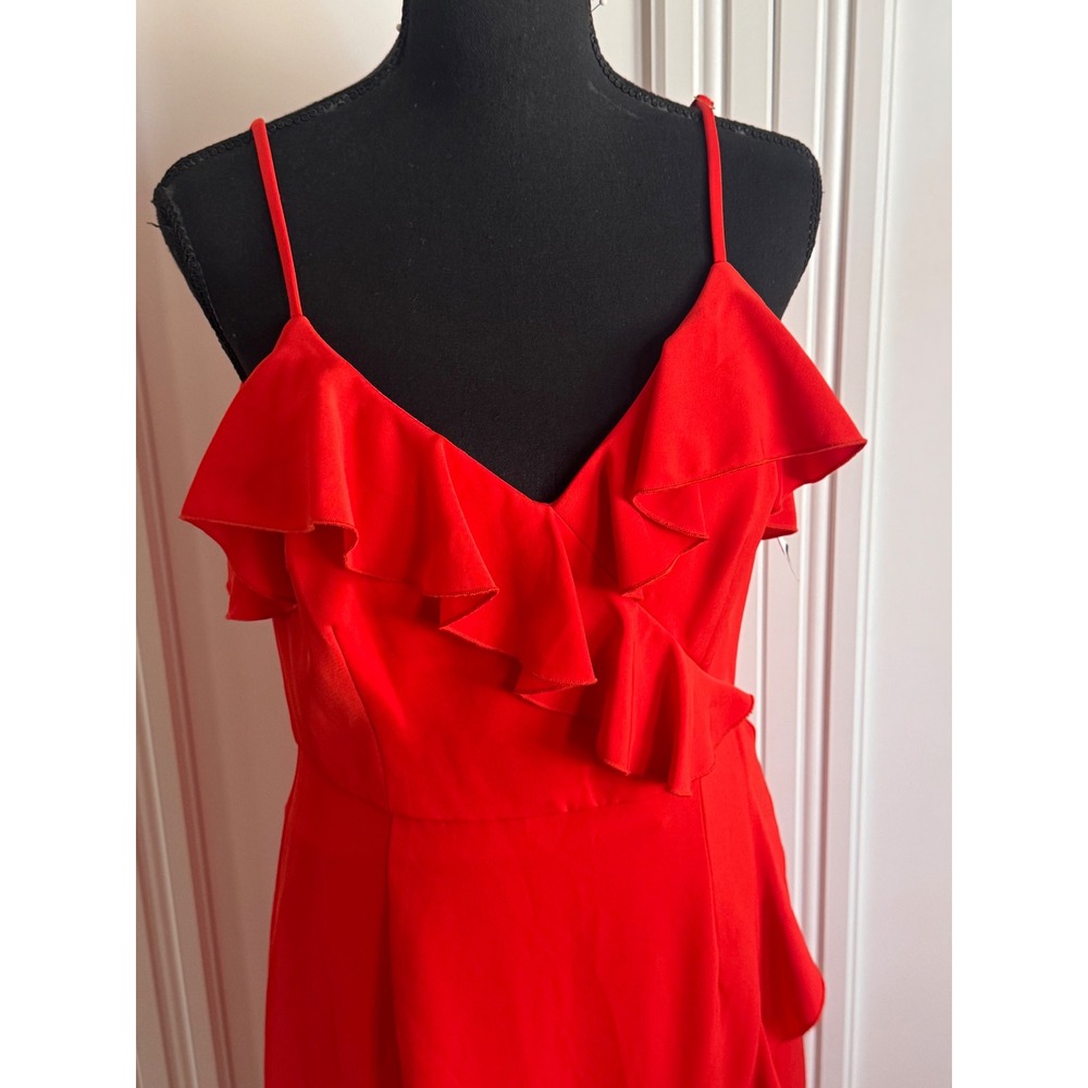 Trina Turk Red Ruffle Wrap Dress TD185010 Size 8 - Picture 3 of 8